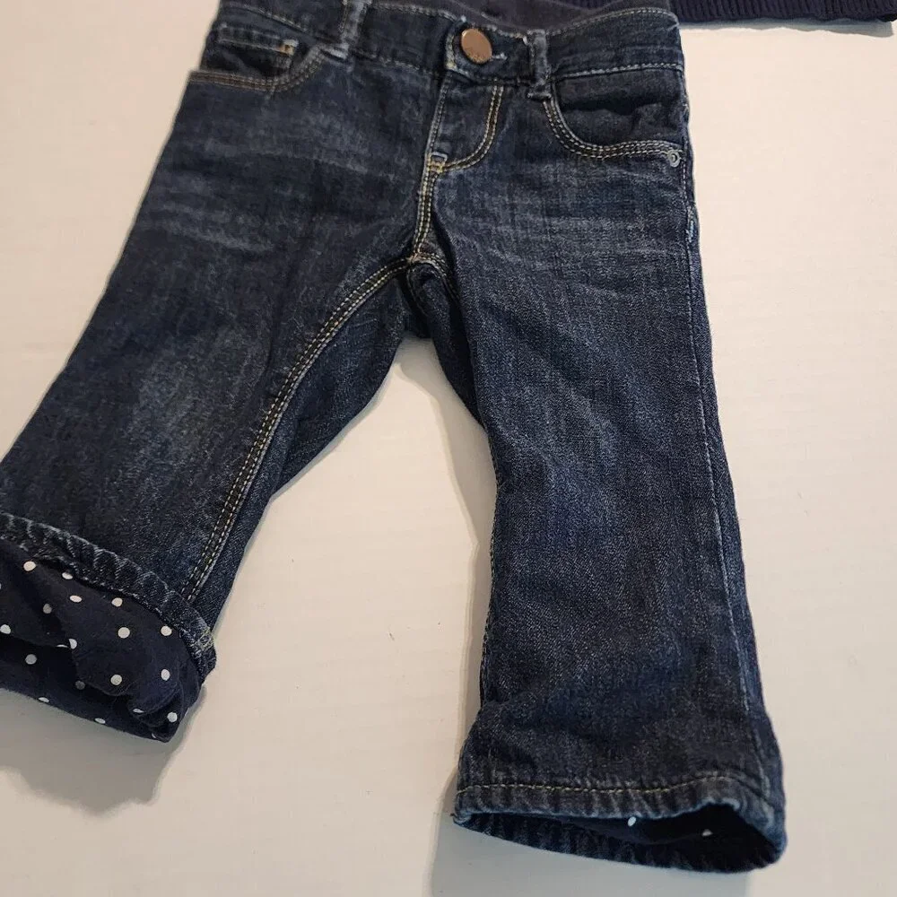 Baby Gap 2 pc outfit girl sz 12-18 months Cat sweater Jeans School Play Daycare